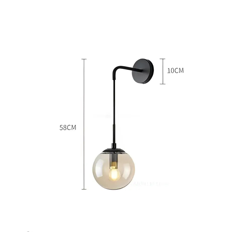 Black metal wall lamps with a smoked glass globe for modern decorbites glass ball wall bedroom lighting