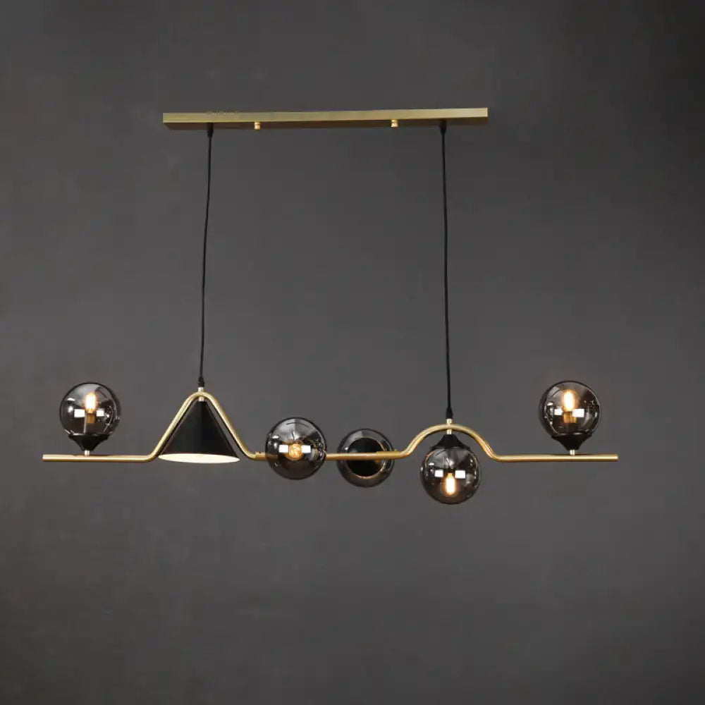 Modern brass and black glass pendant light with geometric design decorbites minimal gold ball hanging island lamp