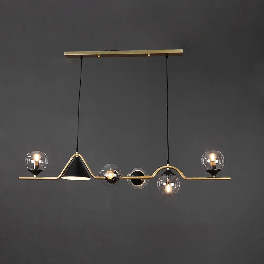 Decorbites minimalist gold metal ball hanging island light with brass and black pendant fixture for dining room