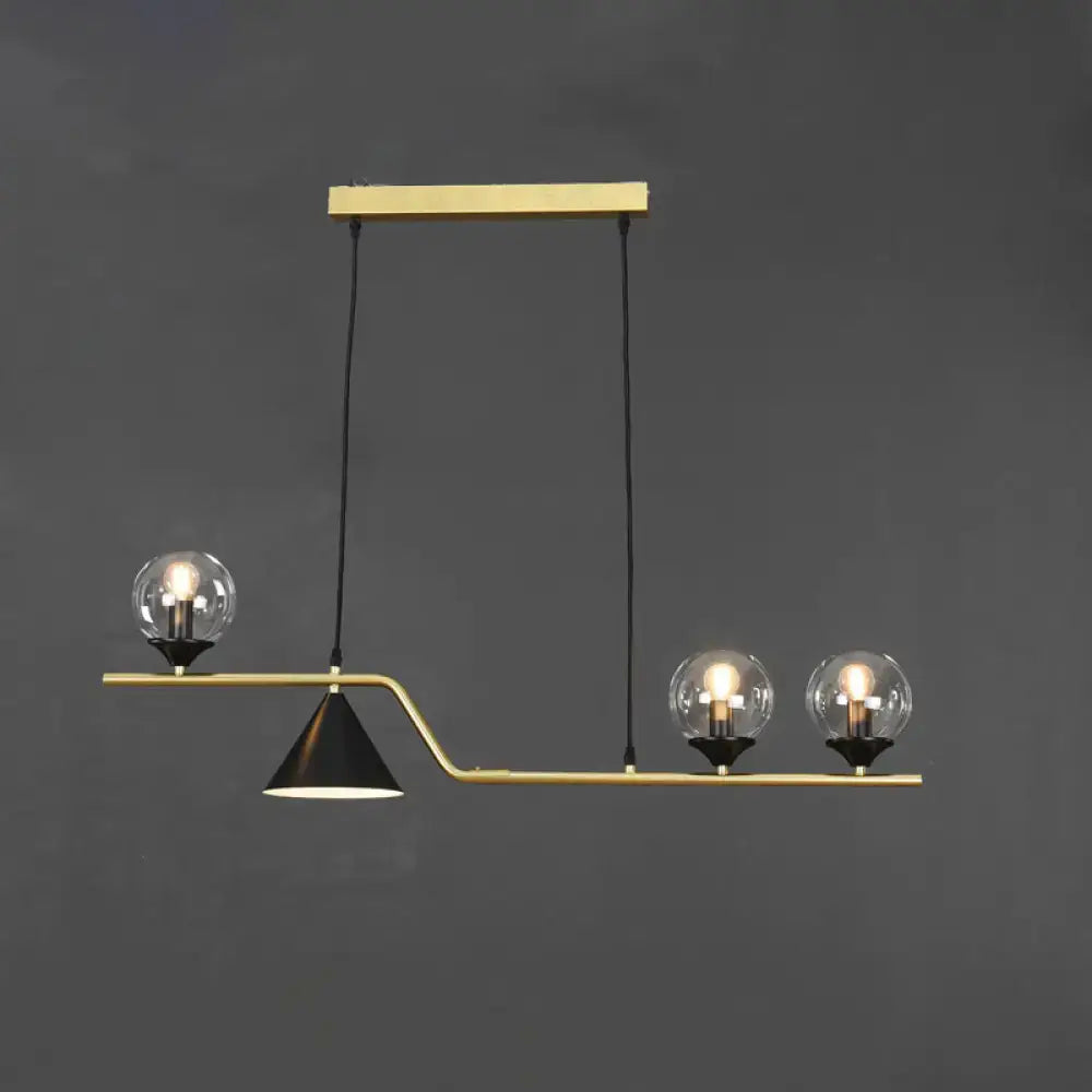 DecorBites minimalist gold metal dining pendant lamp with modern brass and black ball hanging island light design