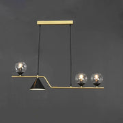 DecorBites minimalist gold metal dining pendant lamp with modern brass and black ball hanging island light design