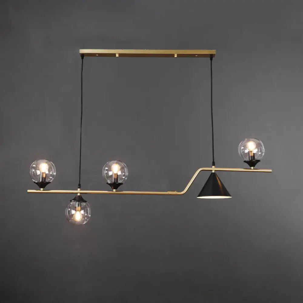 DecorBites™ minimalist gold metal dining pendant lamp with brass and black ball hanging island light fixture with glass bulbs
