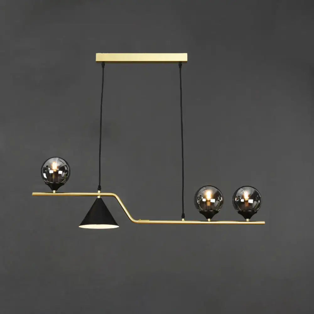 Decorbites minimalist gold metal dining pendant lamp with ball hanging island light and black conical shade