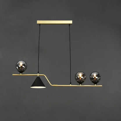 Decorbites minimalist gold metal dining pendant lamp with ball hanging island light and black conical shade