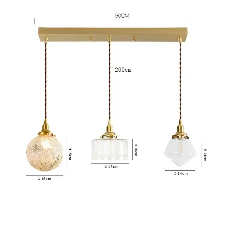 Modern brass pendant light with clear glass led globes and crystal accents for dining room decorbites clear glass design
