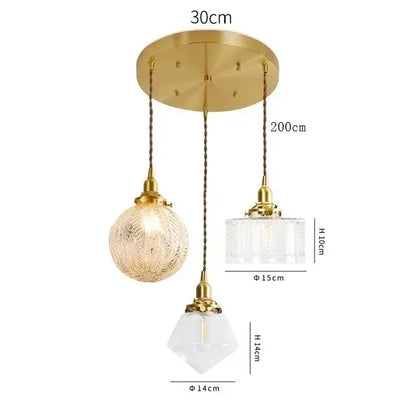 Modern brass pendant light with gold finish and decorbites clear glass led textured shades for dining room decor