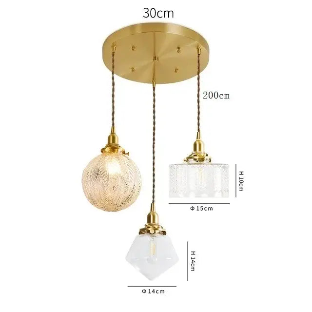 Modern brass pendant light with gold finish and decorbites clear glass led textured shades for dining room decor