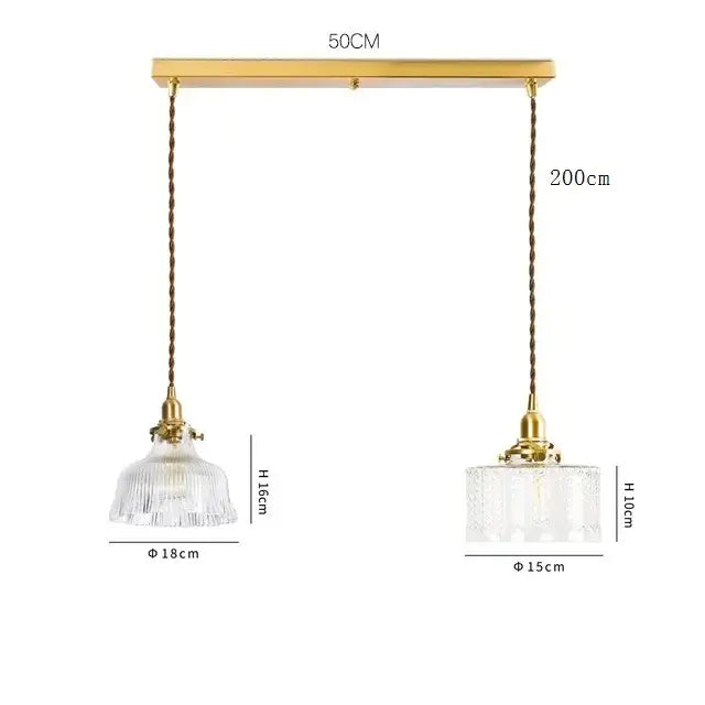 Modern brass pendant light with clear glass led textured shades and twisted bronze cords for dining room decorbites clear glass