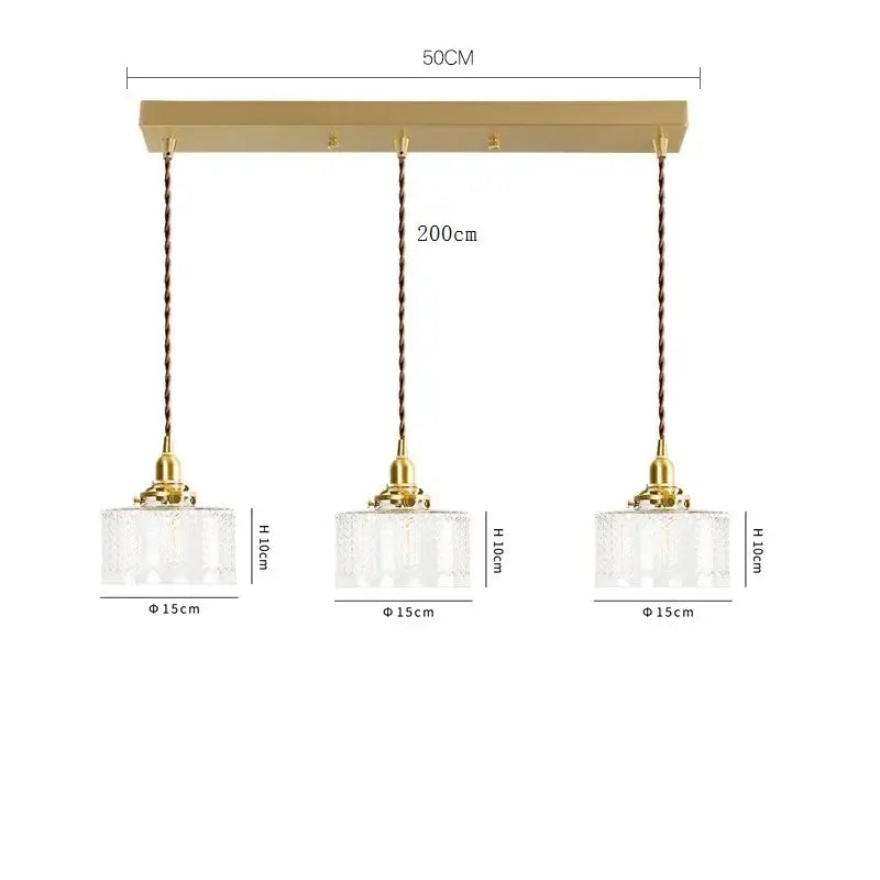 Gold-toned modern brass pendant light with clear glass led shades and twisted bronze cords for dining room decorbites clear glass