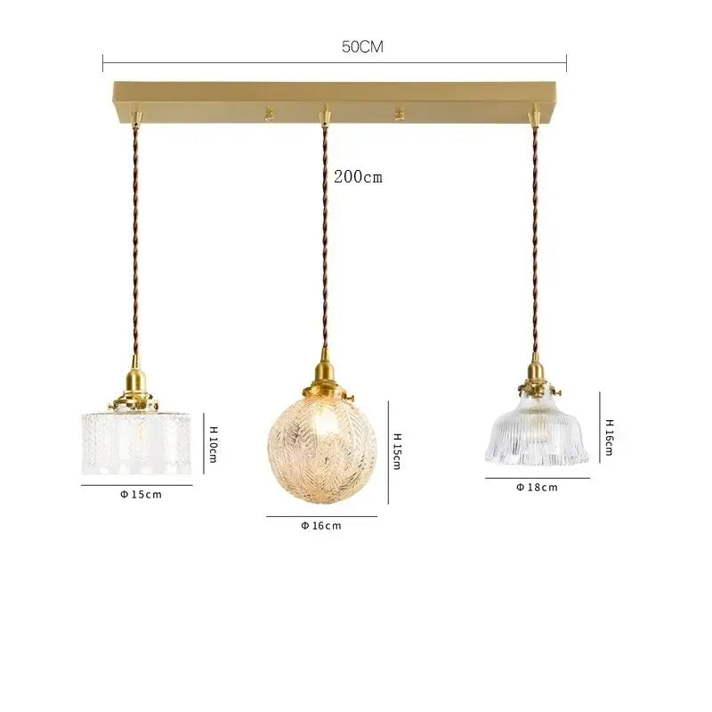 Modern brass pendant light with clear glass led textured shades and braided cords for dining room decorbites clear glass