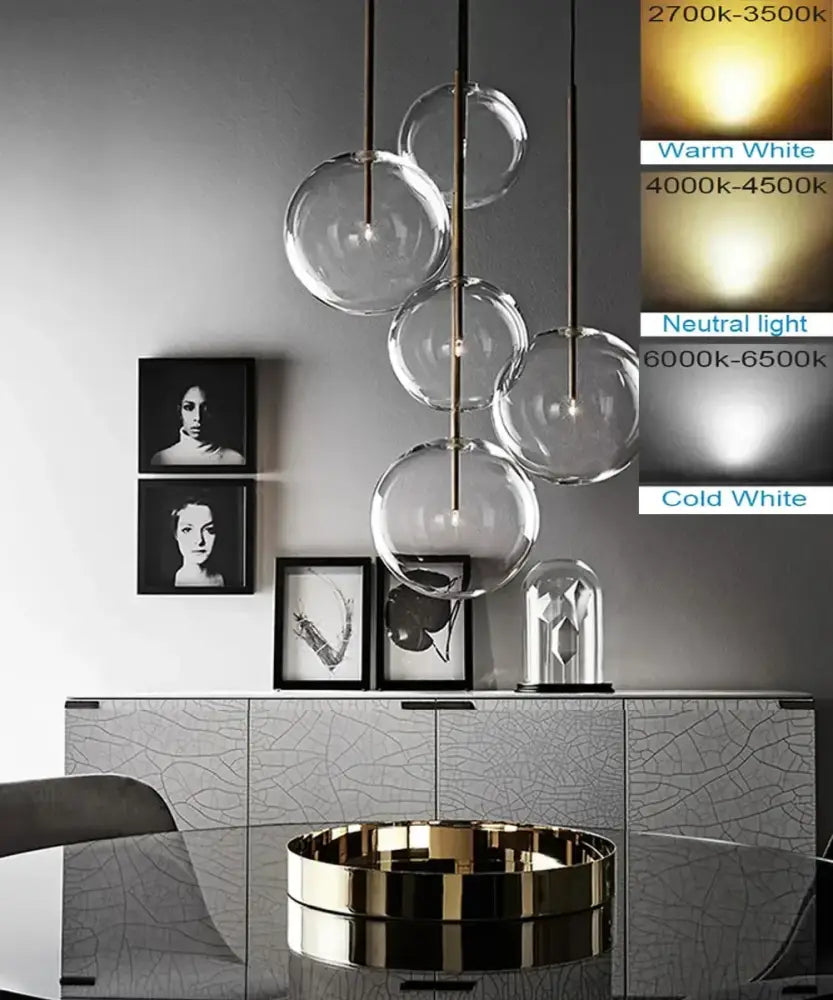 Modern brass and clear glass pendant light with globe design and brass accents for dining room decorbites clear glass chandelier