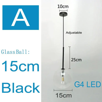 Modern brass and clear glass pendant light with black glass ball and g4 led bulb for dining room decorbites clear glass chandelier