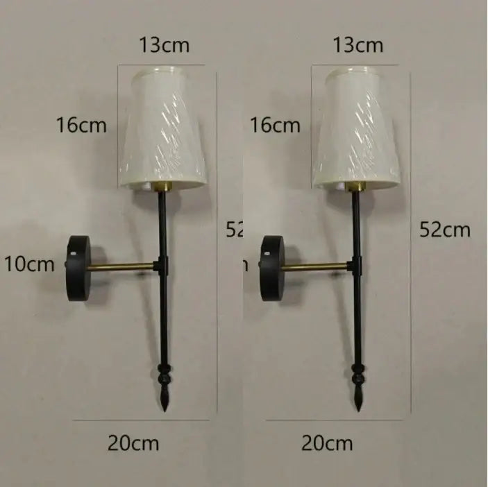 Black wrought iron wall lamps with white textured fabric lampshade modern led wall lamps for bedroom use