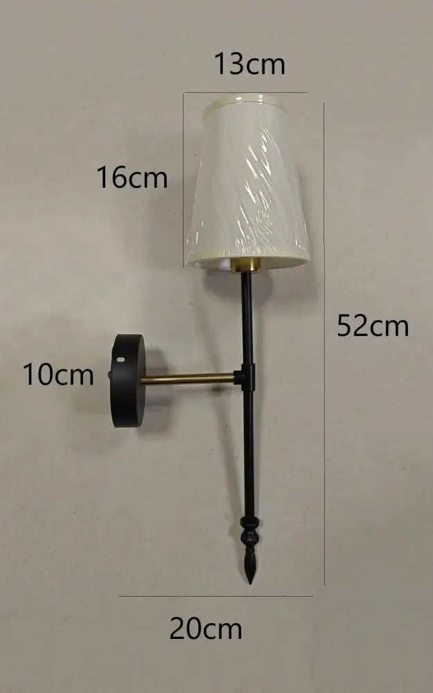 Black wrought iron wall lamp with white fabric shade modern led wall lamp for bedroom lighting