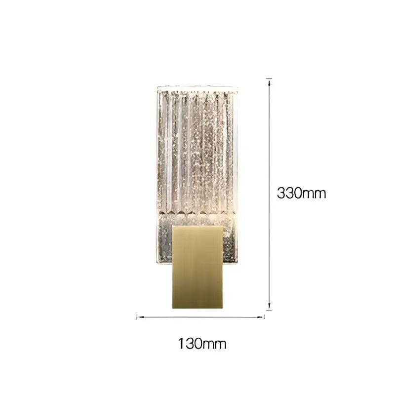 Modern brass and crystal wall light with textured translucent glass panel and brushed brass base for bedroom decorbites crystal wall light