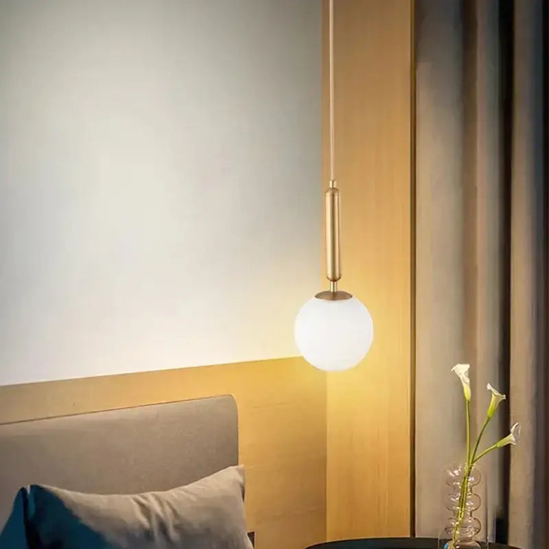 Modern brass and frosted glass ball pendant light with decorbites glass ball fixture for dining room decor