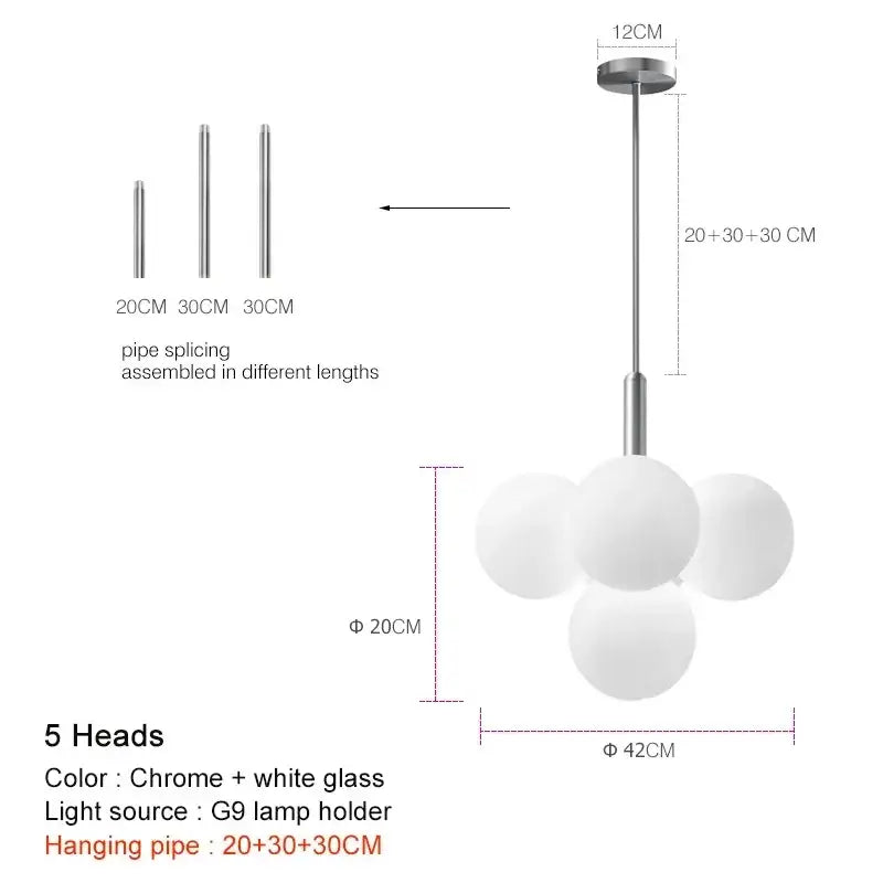 Modern brass and frosted glass chandelier with chrome finished pendant and five white glass spheres for living room decorbites elegant glass chandelier