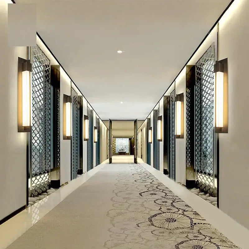 Modern brass and frosted glass led wall lights with sleek black frames and warm vertical panels for living room decorbites led wall lights