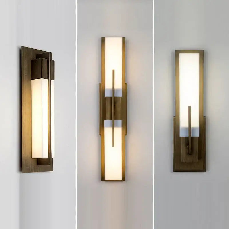 Modern brass and frosted glass led wall lights with rectangular panel and vertical bars for stylish wall lights decorbites led wall