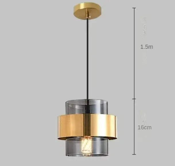 Modern brass and smoked glass tiered pendant light fixture with decorbites gold wrought iron for dining room decor