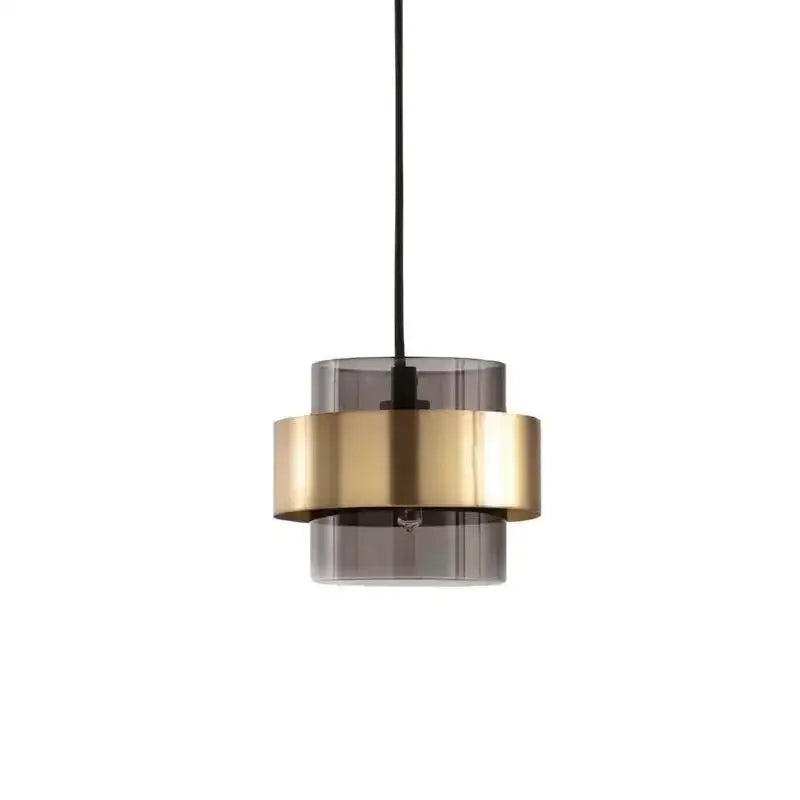 Modern brass and smoked glass pendant light with sleek brass ring and layered shades for dining room decorbites gold wrought iron