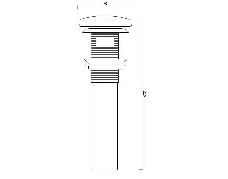 Modern brass and white ceramic basin waste drain stopper with white plastic fluted tiered top and threaded body