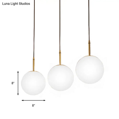 Modern Brass and White Glass Ceiling Pendant Light - 6"/8" Wide - Ideal for Dining Room