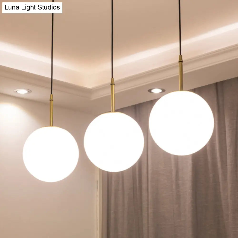 Modern Brass and White Glass Ceiling Pendant Light - 6"/8" Wide - Ideal for Dining Room