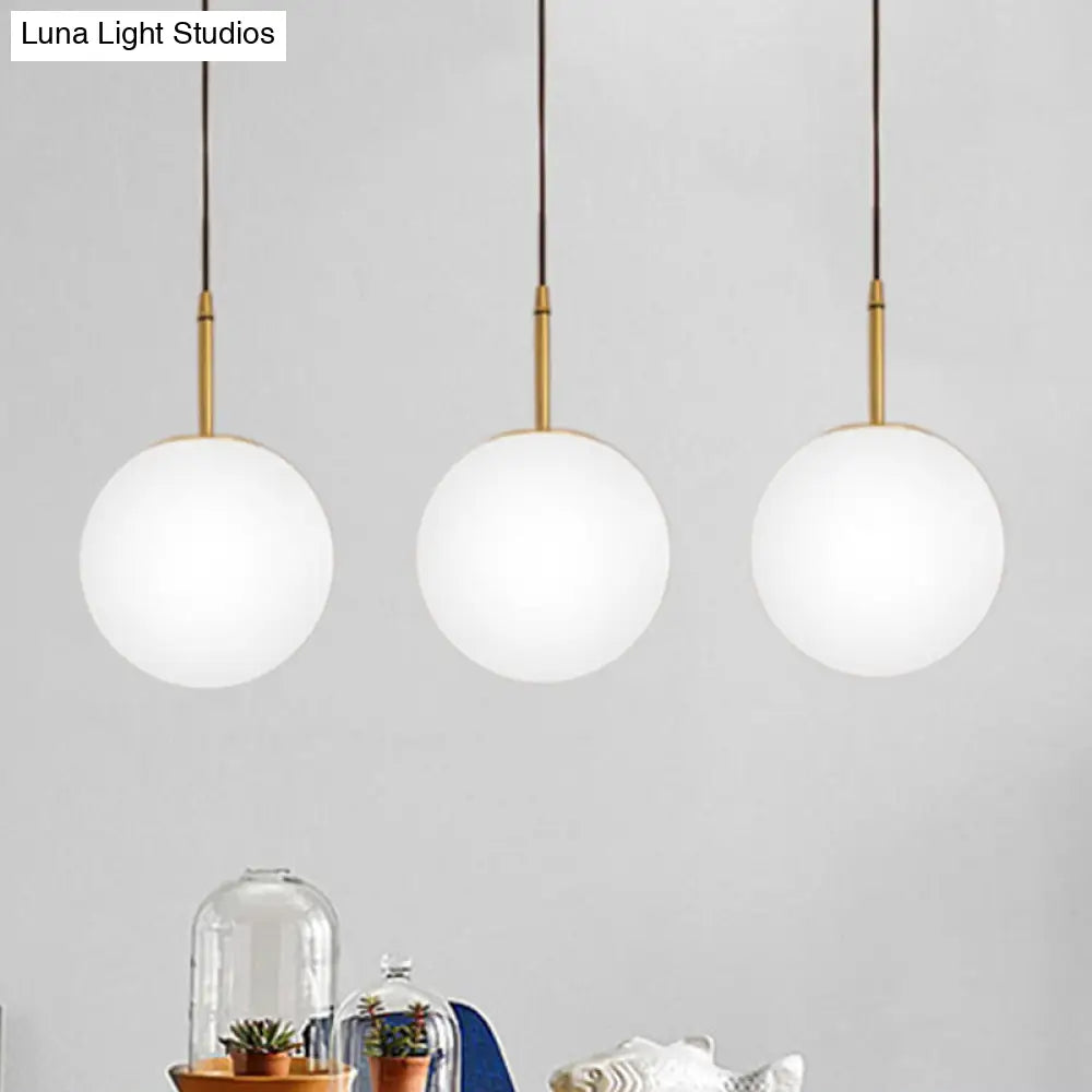 Modern Brass and White Glass Ceiling Pendant Light - 6"/8" Wide - Ideal for Dining Room