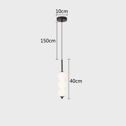 Modern black metal pendant lights with three stacked frosted glass orbs for decorbites led white pearl kitchen lighting