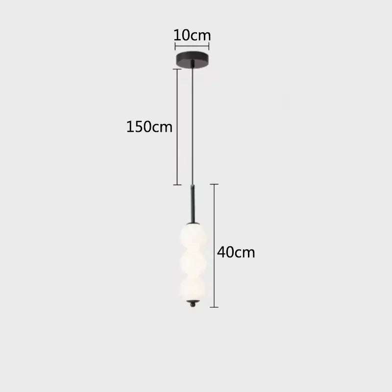 Modern black metal pendant lights with three stacked frosted glass orbs for decorbites led white pearl kitchen lighting