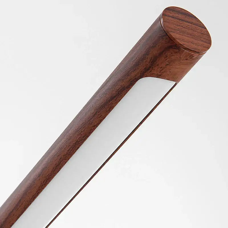 Modern brass and wood table lamp with rich brown wood finish and integrated white led light strip for decorbites led wood use