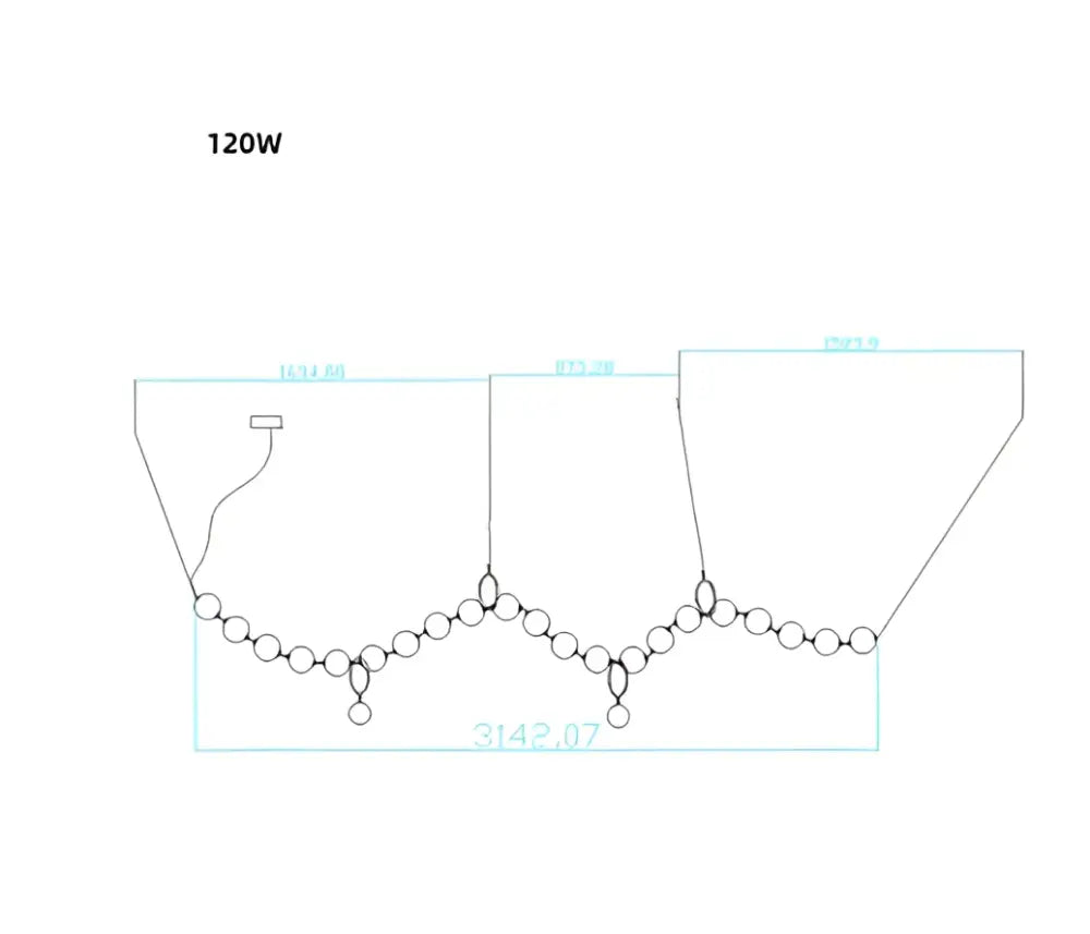 Schematic diagram of a 120w decorbites brass artistic necklace chandelier for modern living room pendant light decor