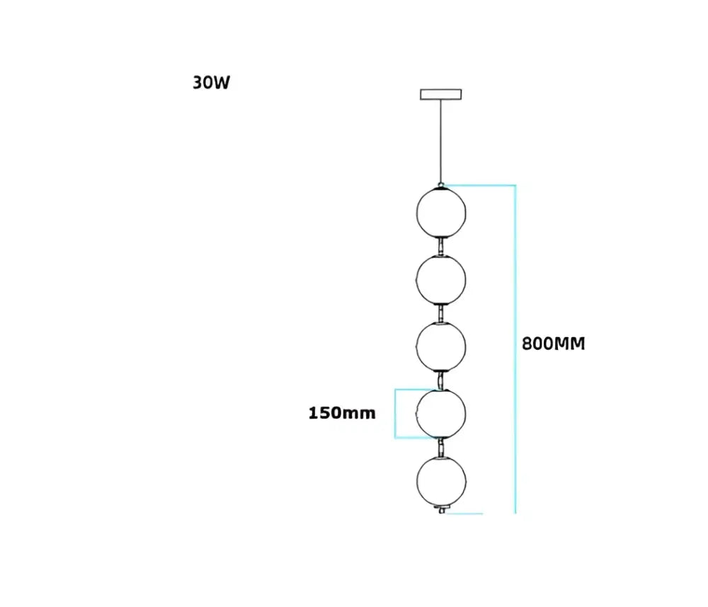 Modern brass artistic necklace chandelier pendant light with five spherical glass globes in vertical line for living room decorbites brass artistic