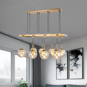Modern decorbites brass ball island pendant light with clear glass shade and six gold-toned globe bulbs 220v 240v compatible