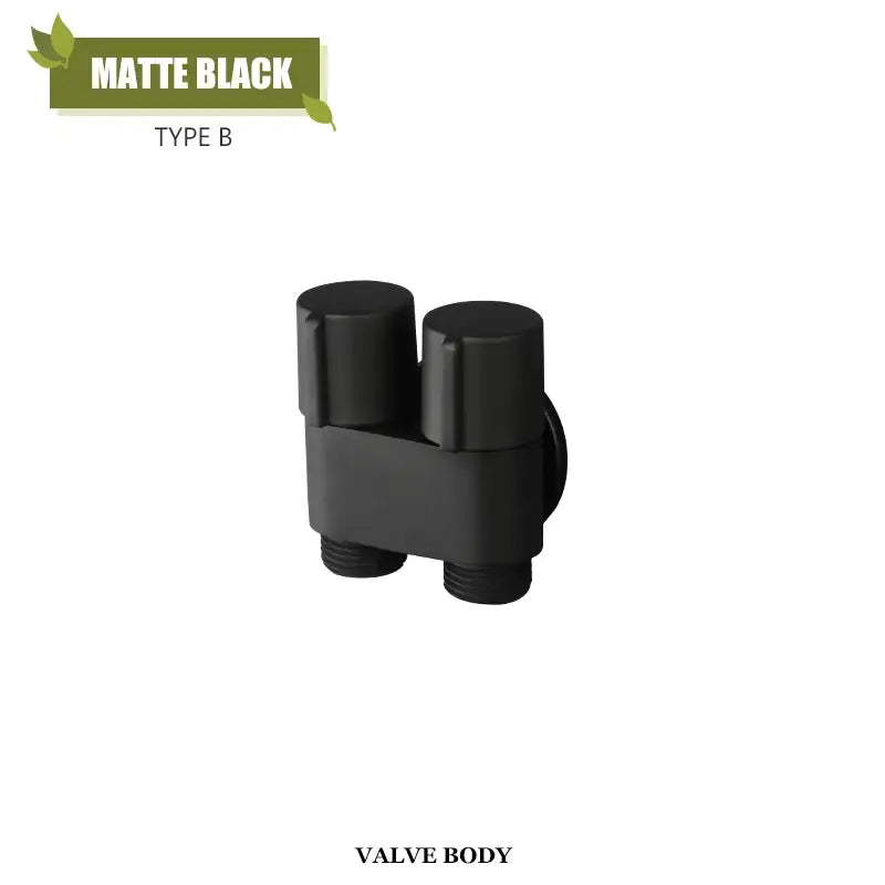 Matte black type b valve body with dual-cylinder design and threaded ends for modern brass bidet faucet set bathroom use