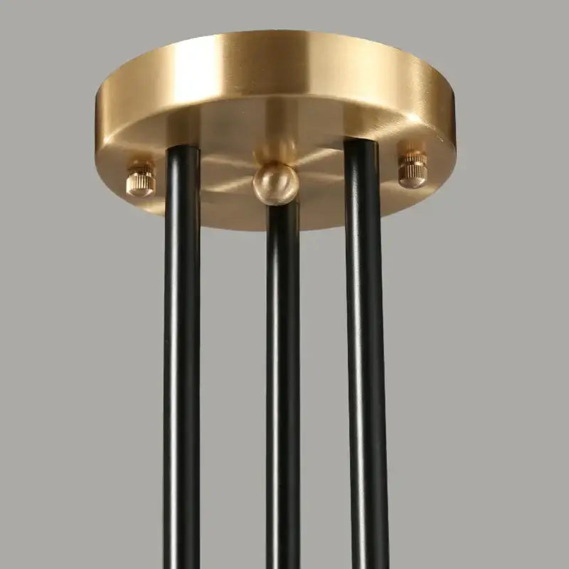 Modern brass and black metal pendant light fixture with three vertical rods for decorbites geometric glass ball chandelier decor