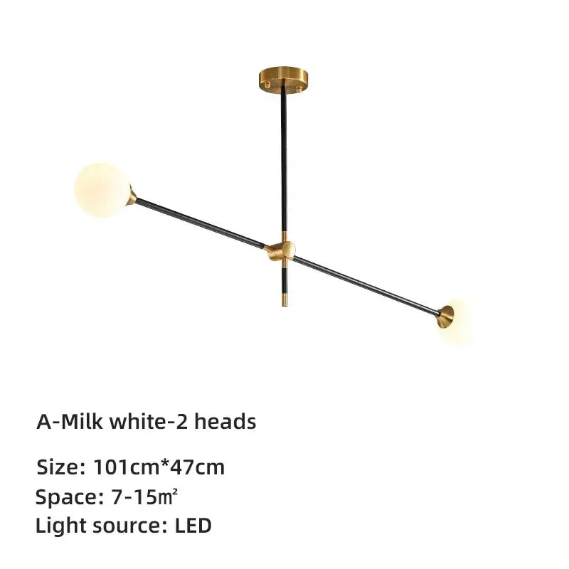 Modern brass and black geometric glass ball chandelier with milk white spherical bulbs for dining room decorbites geometric glass