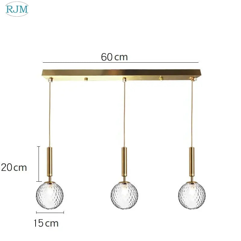 Modern brass pendant light with three textured black glass ball led shades by decorbites for dining room decor
