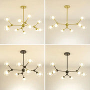 Modern brass and black metal glass ball pendant chandelier with clear globe bulbs for dining room decorbites glass ball