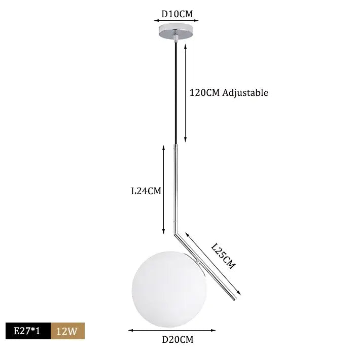 Modern brass and black glass ball pendant light with sleek chrome metal frame and frosted white glass shade decorbites glass ball