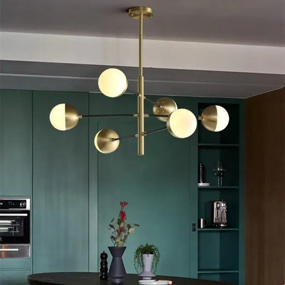 Modern brass glass bubble chandelier with six spherical shades for dining room decorbites glass bubble lighting