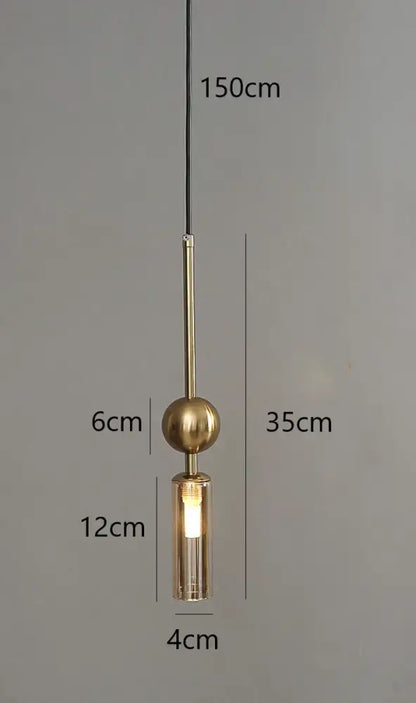 Modern brass and black glass pendant light with sleek design style featuring a spherical top and led bulb compatibility