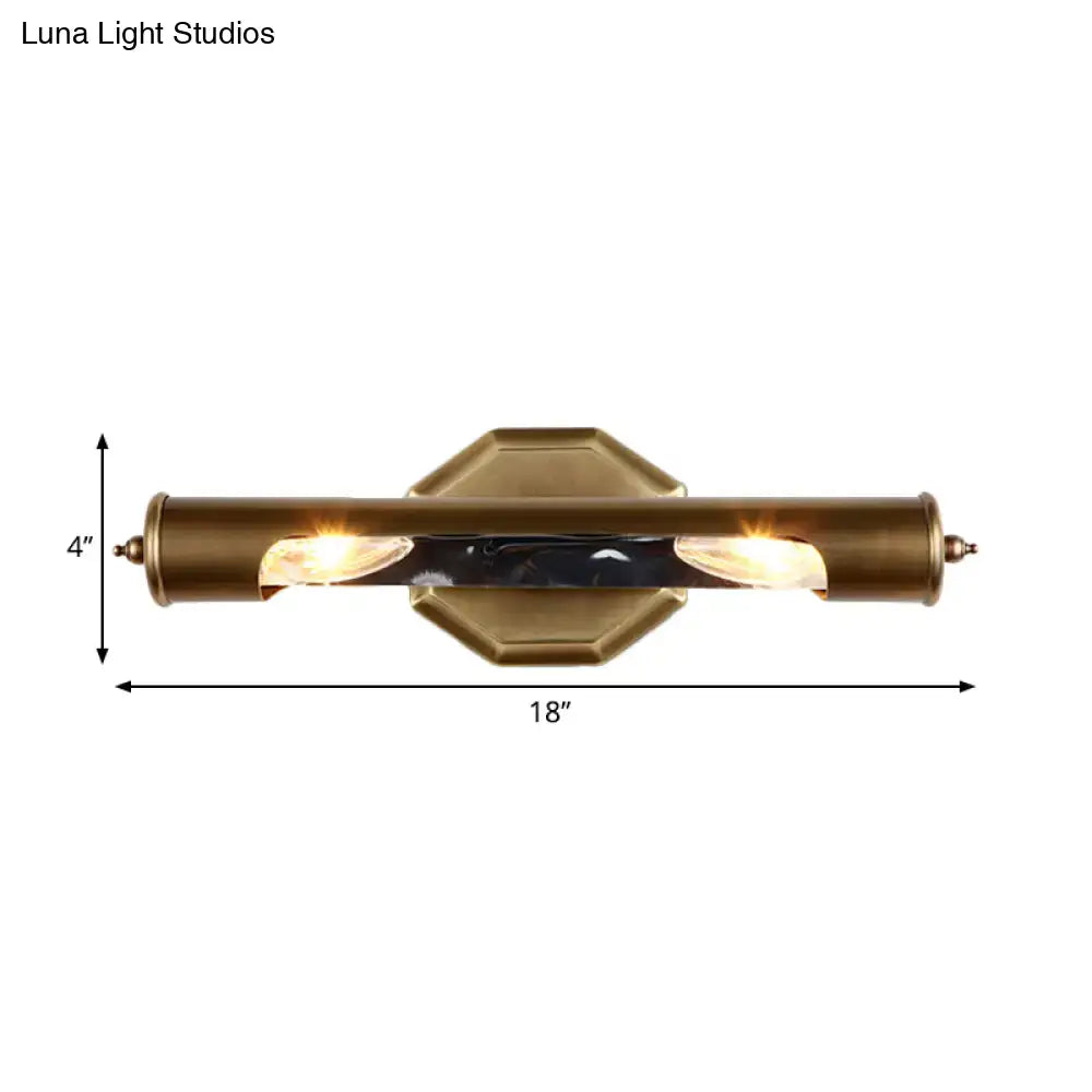 Brass finish wall light with two exposed bulbs and black marble accent suitable for 220v-240v 110v-120v use