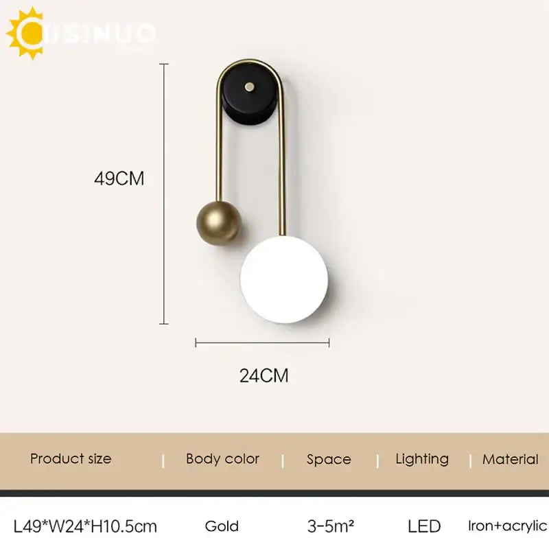 Modern brass and black led wall sconce with gold-toned minimalist iron and acrylic design for living room decorbites led wall
