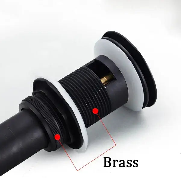 Black and white brass sink drain with threaded body and rubber gasket for decorbites brass black pop up stopper bathroom sink overflow