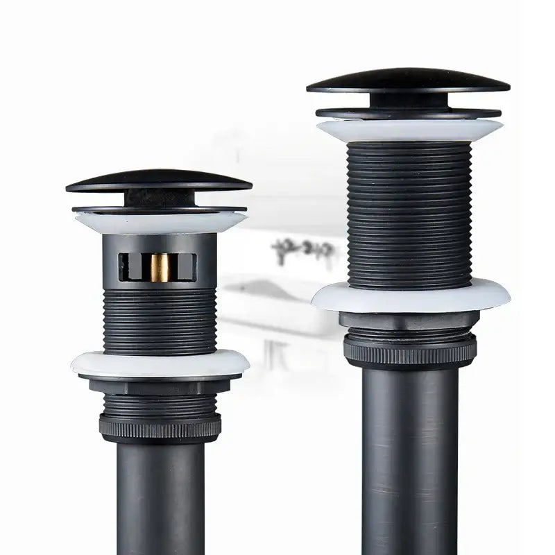 Modern brass black decorbites pop up drain stopper with textured ribbed design for bathroom sink overflow