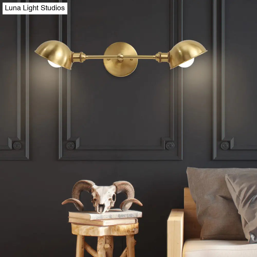 DecorBites™ DecorBites™ Modern Brass Bowl Wall Light Fixture with 2 Heads - Bedroom Sconce Lighting