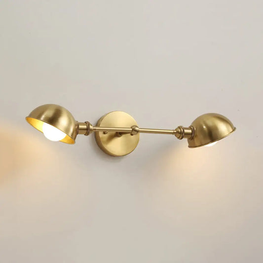 DecorBites™ DecorBites™ Modern Brass Bowl Wall Light Fixture with 2 Heads - Bedroom Sconce Lighting