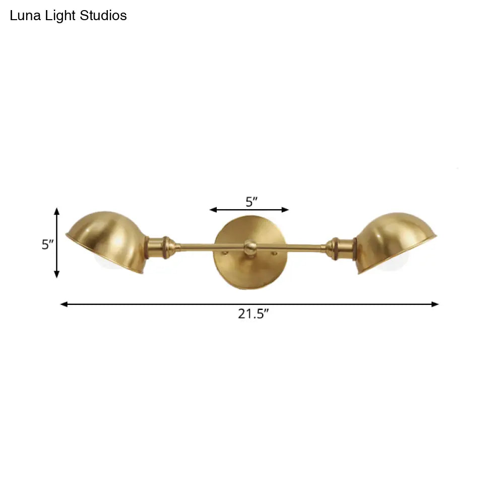 DecorBites™ DecorBites™ Modern Brass Bowl Wall Light Fixture with 2 Heads - Bedroom Sconce Lighting